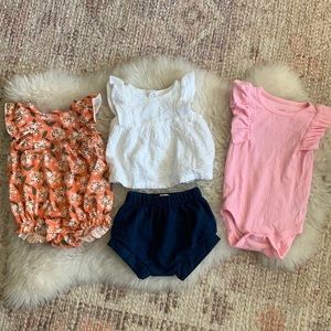 Cat & Jack Bundle (Romper & Eyelet top/shorts Set) 0-3M